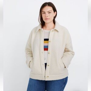 Madewell Cream Sherpa Bomber Jacket